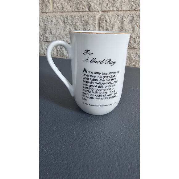 Norman Rockwell Mugs (4)  A Good Boy Memories Music Master The Cobbler, Gold Rim - Picture 6 of 13